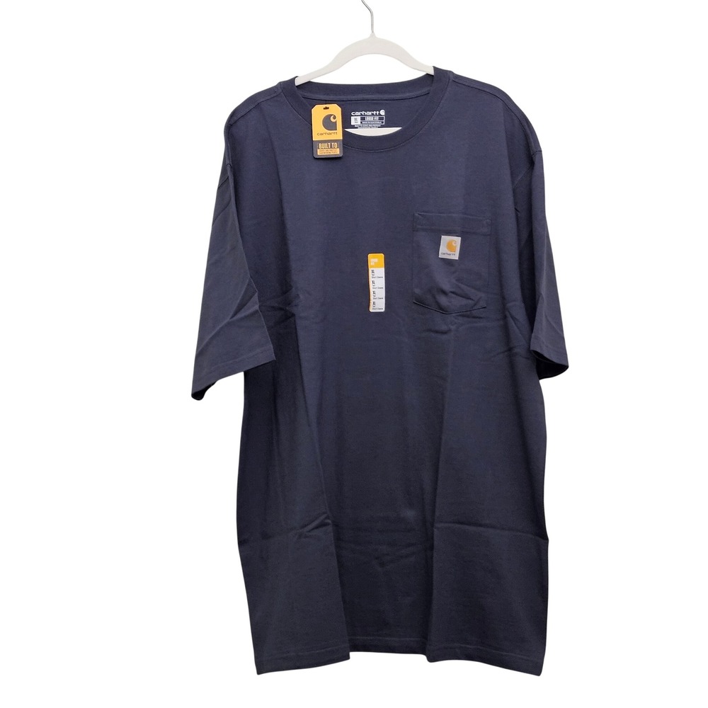Carhartt Pocket T-Shirt Mens XLT Navy Blue Loose Fit K87 Workwear Cotton Tee